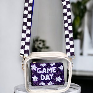 Classic Checkered Adjustable Beaded Strap |Perfect for Stadium Bags Concert- Clear Bag-Game Day Crossbody Sports Team Football -STRAP or bag