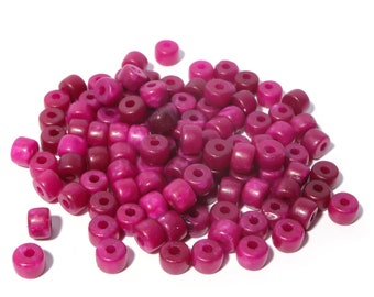 Dark Fuschia Gemstone Beads: 8mm Rondelle Pony Beads