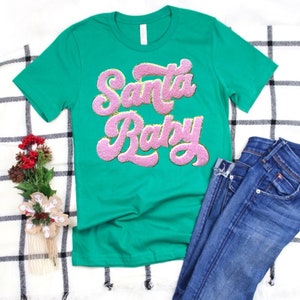 Santa Baby Chenille Patch: Glitter Varsity Iron-On Applique