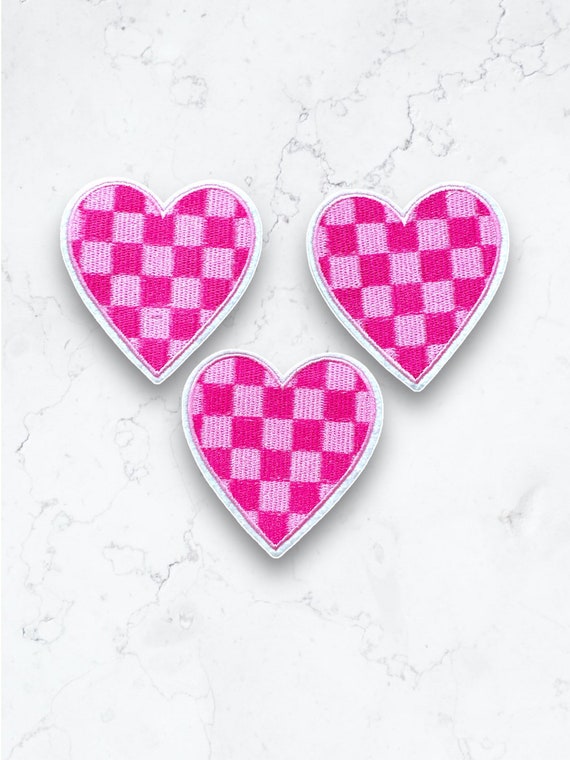 Pink & White Checkered Heart Patch - Bachelorette Party -Nashville -LoverPatch- Western Boot- Coquette  Girl Gift