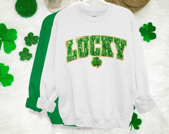 Sequin Lucky Patch - Iron On Patch- St Pattys Day saint patrick Iron On- Patch Only - Sweatshirt DIY Patch Glitter Varsity Letter - Shirt