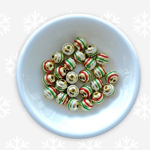 Round Enamel Bead- 8mm or 6mm Painted Enamel Bauble Bead, Gold Plated Beads, Color Block , Perfect for initial Bracelet, Christmas gift