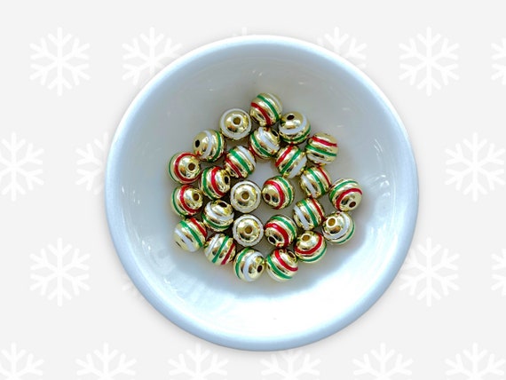 Round Enamel Beads: Gold Plated Color Block Bauble (6mm or 8mm)