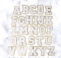 White Letter Patch - Self Adhesive - Chenille Alphabet Diy Gold Glitter Trim Varsity Letter Perfect for Nylon Pouch cosmetic DIY embroidery