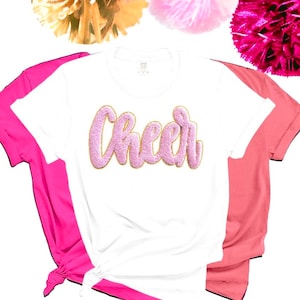 Cheer -Iron On Glitter Chenille Patch, Cheer chenille iron on, Cheerleading, Cheer mom sweatshirt, Sweatshirt Patch 11&quot;x 6&quot;