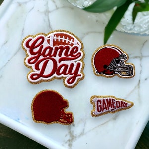 Garnet Game Day Patch - Self Adhesive or Iron On- Chenille Football Patch- Flag , Helmet, Football DIY Football Patch for stadium bag