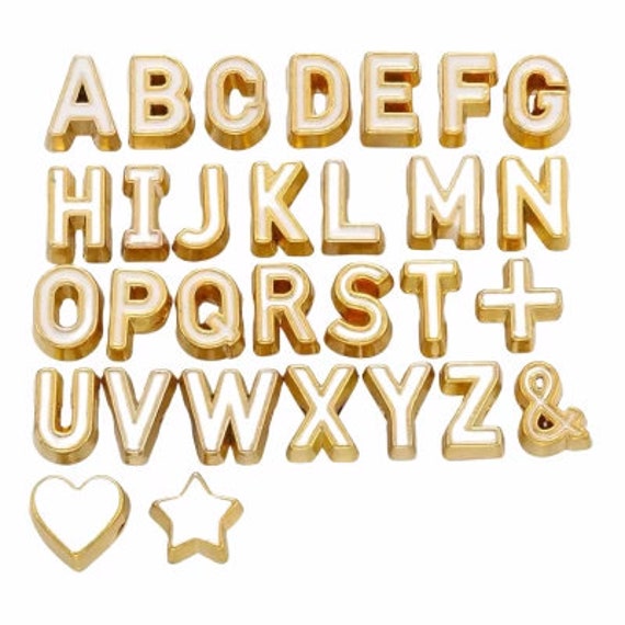 Enamel Gold Alphabet Letter Beads, Symbol Beads 1 Pc,letter Beads for  Bracelets, Gold Letter Beads Bulk, Gold Letter Beads for Sale 