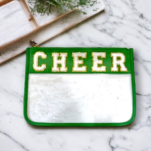 Presente de torcida - Equipe de torcida, Bolsa de nylon para mães de torcida, Bolsa de cosméticos - Patches de letras do time universitário com glitter, Bolsa transparente para lanches e maquiagem