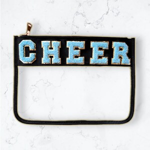 Cheer Gift - Cheer Team, Cheer Mom Nylon Bag,  Cosmetic Bag -Glitter Varsity Letter Patches Makeup Pouch