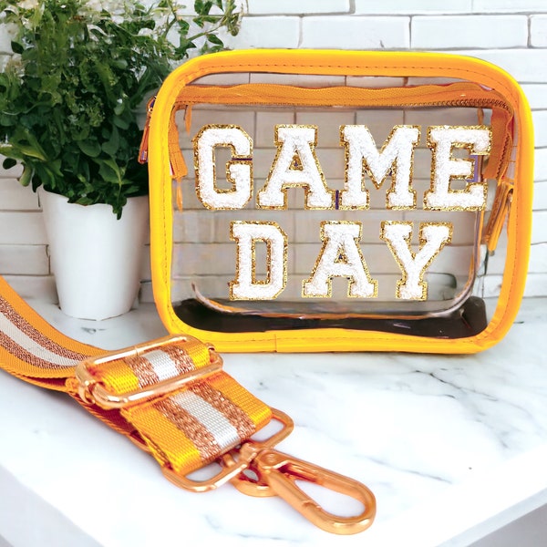 Yellow Game Day Bag- Approved Stadium Bag- Concert Purse- Transparent Bags -Crossbody Sports -stadium clear bag- Clear Crossbody