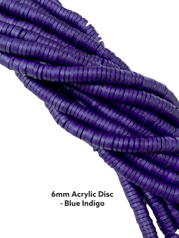 6mm Blue Indigo Acrylic Disc Beads Acrylic Flat Beads Resin Etsy