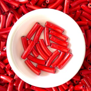 4mm Enamel Curved- Tube Bead Painted Beads, Curved Tube Beads , Bracelet Bangle Acrylic Tube Bead Waterproof