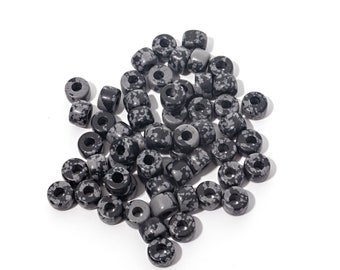 Black & Gray - Forte Gemstone Beads- #107- 20 Beads- 8mm x 6mm- Lurex Cord Bracelet