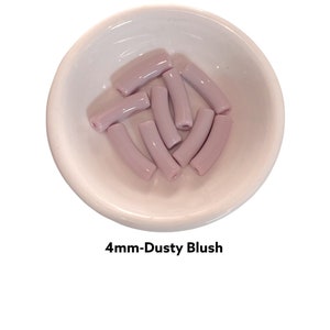 4mm-Dusty Blush  - Tube Bead Acrylic Bamboo Beads, Curved Tube Beads, Resin , Bracelet Bangle Acrylic Tube Bead Waterproof