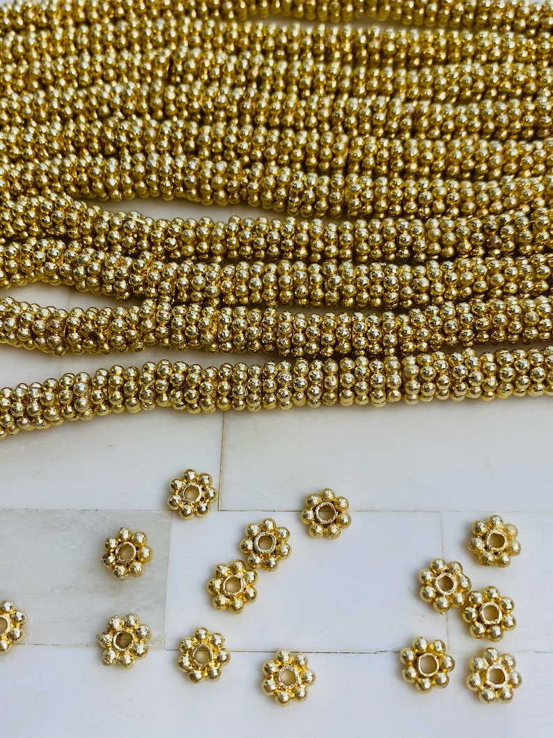 Brushed Gold Daisy Bead: 10mm Disc Spacer Bead image 2