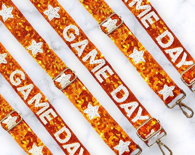 Orange Game Day Beaded Bag Strap: Adjustable Crossbody