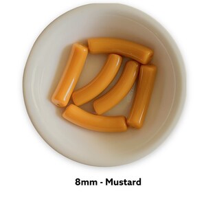 Mustard- 8mm Acrylic Tube Beads- Fall Acrylic Beads, Curved Tube Beads, Resin , Bracelet Bangle Tube Bead Waterproof Bangle