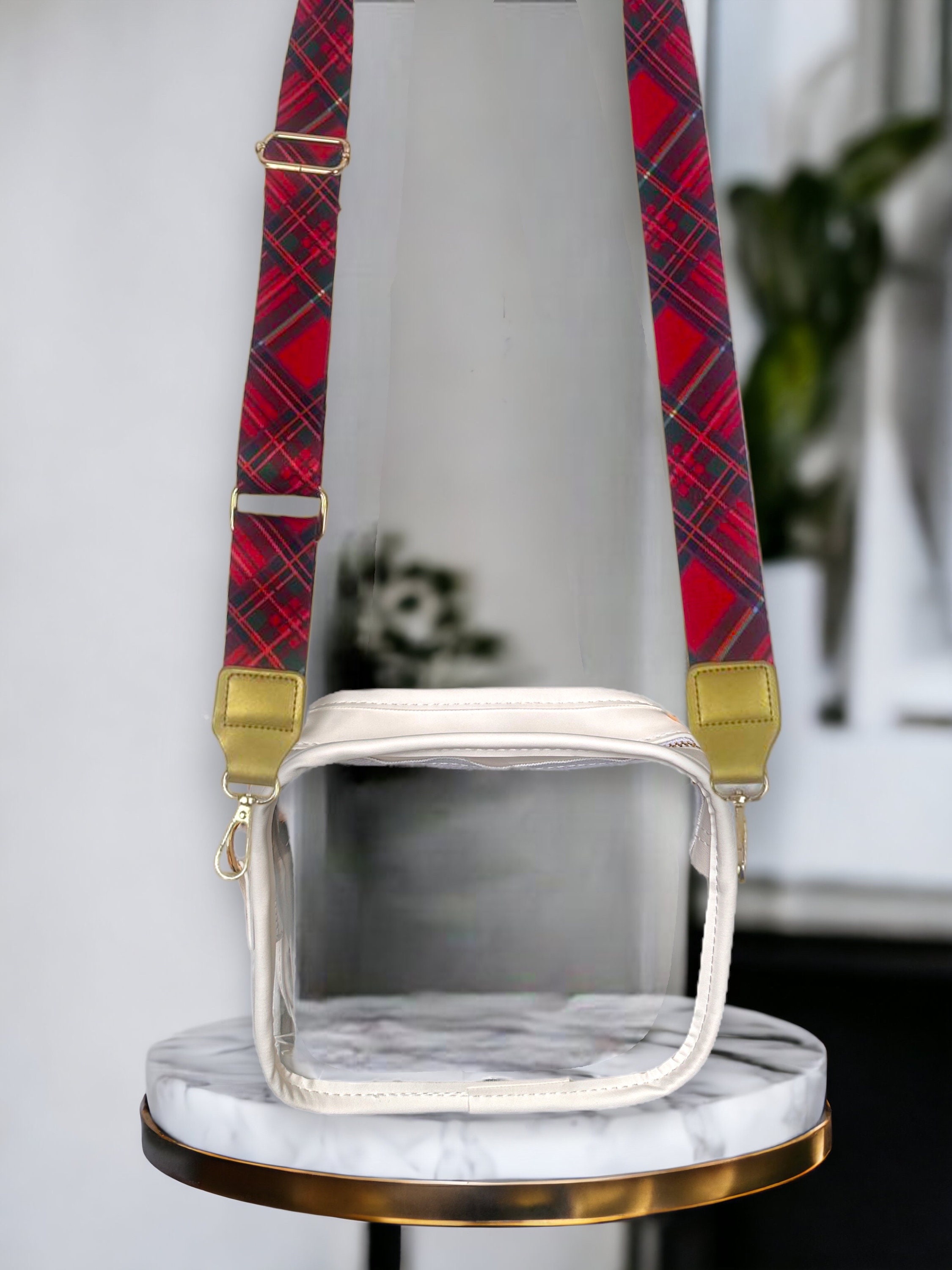 Wide Shoulder Strap Personalized Print Adjustable Replacement Belt  Crossbody Canvas Bag Handbag-Scottish plaid, Yellow, Large