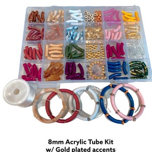 Kit de cuentas de tubo acrílico: regalo de bricolaje para el día de San Valentín, kit de pulsera de primavera de Pascua, fabricación de joyas para niños, kit de cuentas, carta, regalo para mujeres, creativo