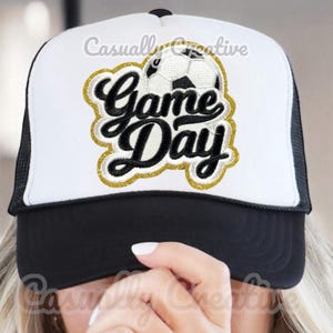 Fußball Spiel Tag Patch - Trucker Hut Patch Aufnäher zum Aufbügeln - Stickerei Patch - Trucker Hut Aufnäher Bar - Fußball Team Mom - Patch Nur