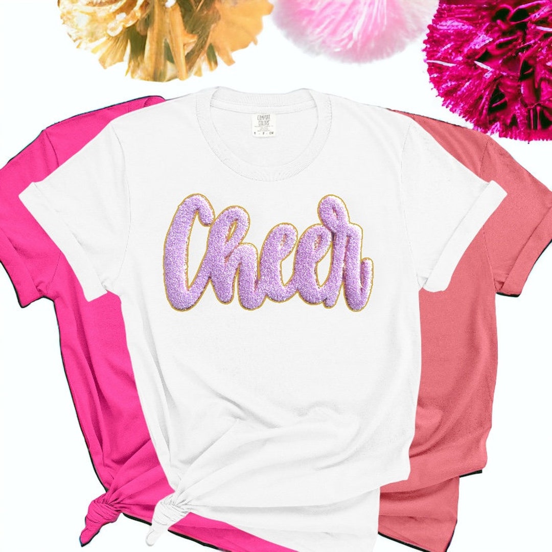 Cheer iron on Glitter Chenille Patch, Cheer Chenille Iron On