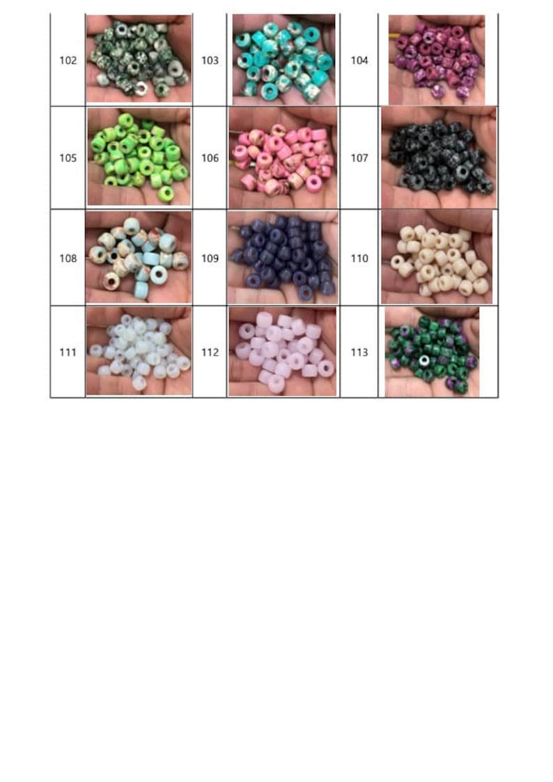 May include: A selection of small, colourful beads in various shades, including green, pink, blue, and white. The beads are displayed in small piles, showcasing their diverse colours and textures. Ideal for jewellery making and crafting.