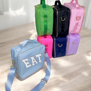 Nylon Lunchbox - Perfect for Diy Letter Customization Nylon Tote Bag Customizable Glitter Varsity Patches insulated cooler  school lunch