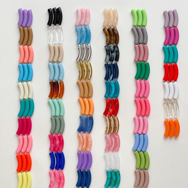 8mm Skinny Acrylic Tube Bamboo Beads, Curved Tube Beads, Resin, Bamboo Bracelet Bangle Acrylic Tube