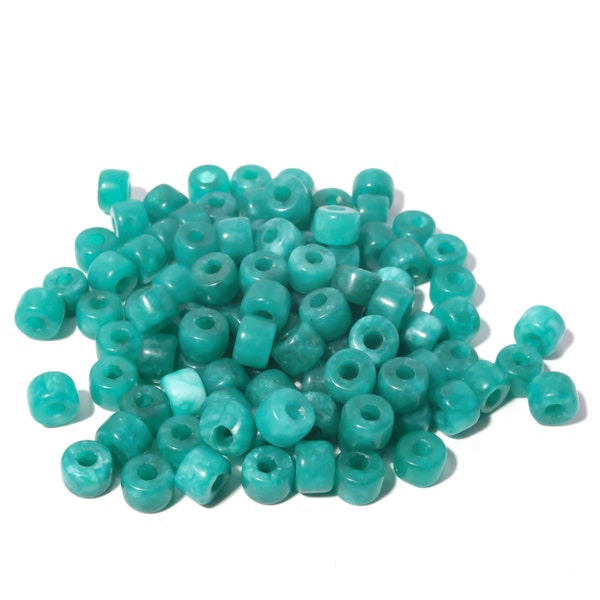 Teal- Forte Gemstone Beads- #55- 20 Beads- 8mm x 6mm- Lurex Cord Bracelet