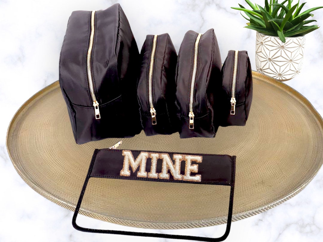 Custom Clear Nylon Cosmetic Bag Customizable With Glitter Varsity