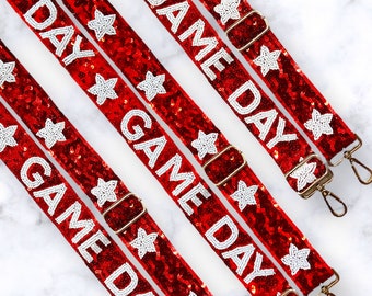 Red Game Day- Adjustable Beaded Strap |Perfect for Stadium Bags Concert -Game Day Crossbody Sports Team Football Kansas City -STRAP ONLY