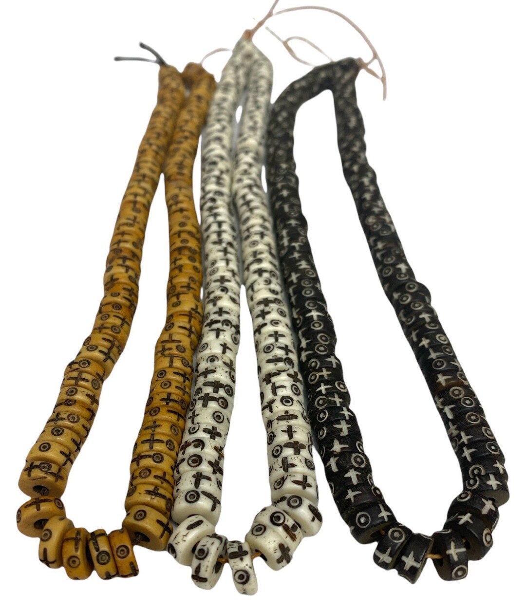 Ochsenknochen-Perlen Weiß, 8 Mm, Rondellförmig – 35,6 Cm Strang, Ca. 60 Stück, Für Schmuck & Basteln