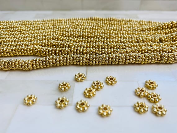 Brushed Gold Daisy Bead: 10mm Disc Spacer Bead