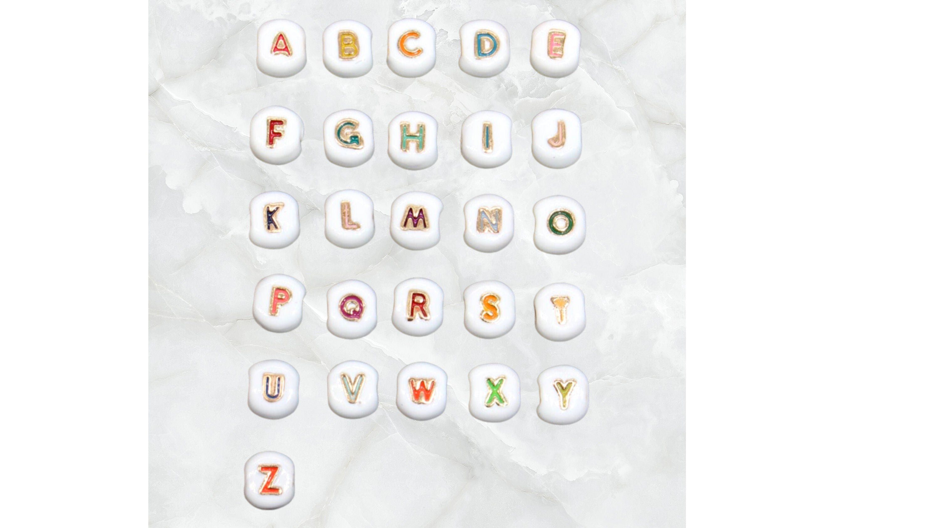 Enamel Letter Beads, Cast Enamel Letters, Mutlicolor Gold Lined Lette…