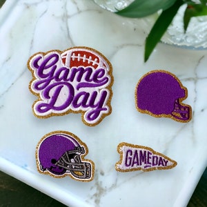 Game Day Patch Lila Patch Patch Patch zum Aufnähen Patch Patch Patch für Helm, Fußball, Stadiontasche, Patchouli, etc