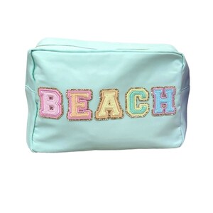 Parches de letras de bordado- Parche de letras autoadhesivo Alfabeto DIY Parche Oro Glitter Trim Varsity Carta Nylon Bolsa cosmética Bolsa DIY