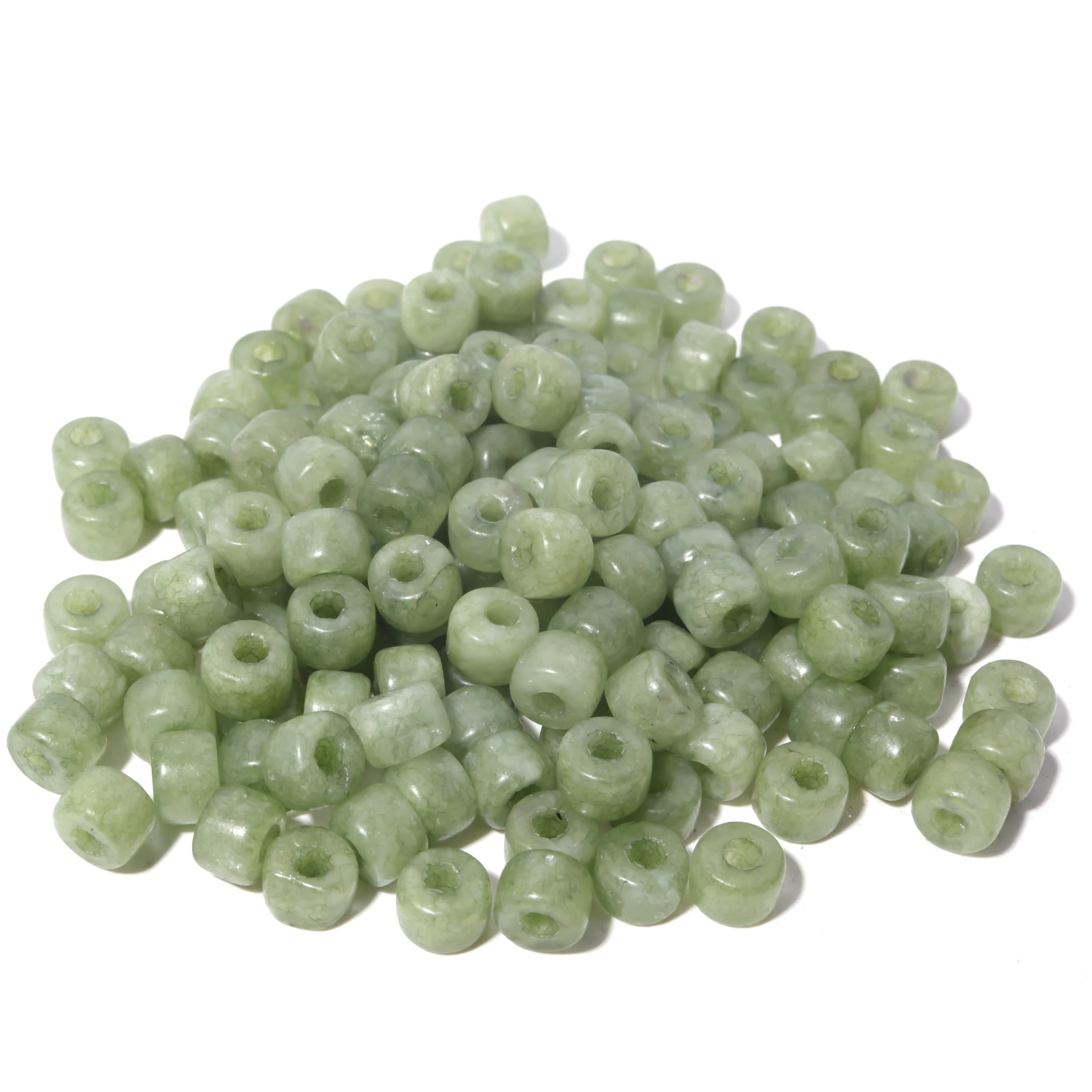 Green Gemstone Beads- #58- 20 Beads- 8mm x 6mm- Lurex Cord Bracelet