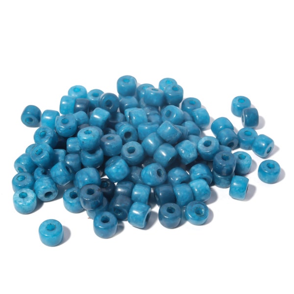 Teal- Forte Gemstone Beads- #51- 20 Beads- 8mm x 6mm- Lurex Cord Bracelet