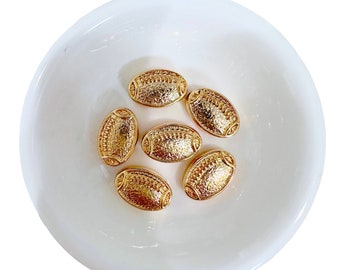 Football Beads- 12mm Gold Accent Forte Spacer -14k Gold plated Beads, Bracelet Spacer,Brush Gold accent Beads, Jewelry Making Florentine
