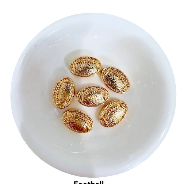 Football Beads- 12mm Gold Accent Forte Spacer -14k Gold plated Beads, Bracelet Spacer,Brush Gold accent Beads, Jewelry Making Florentine