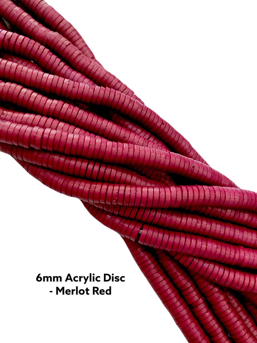 6mm Acrylic Disc Merlot Red Beads Acrylic Flat Beads Resin Etsy