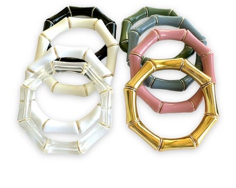 10mm Bamboo Shape- Acrylic Tube Bamboo Beads, Curved Tube Beads, Resin, Bracelet Bangle Acrylic - Swiftie jewelry