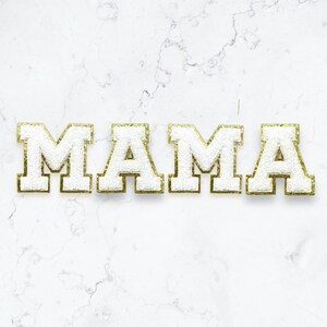 MAMA Patch - Parche de chenilla con brillo para planchar de 3 pulgadas, letras de chenilla, camisa de mamá, chaqueta de mezclilla, sudadera, regalo de mamá