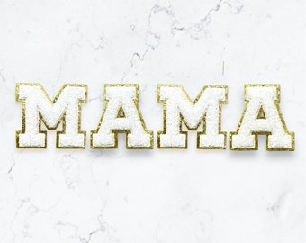 MAMA Patch - Iron On 3" Inch Glitter Chenille Patch, chenille letters, Mama shirt , jean jacket , sweatshirt, Mom gift