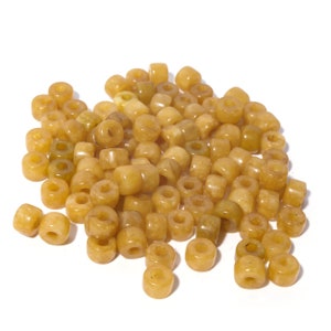 Light Mustard- Forte Gemstone Beads- #48- 20 Beads-  marbled 8mm x 6mm- Lurex Cord Bracelet