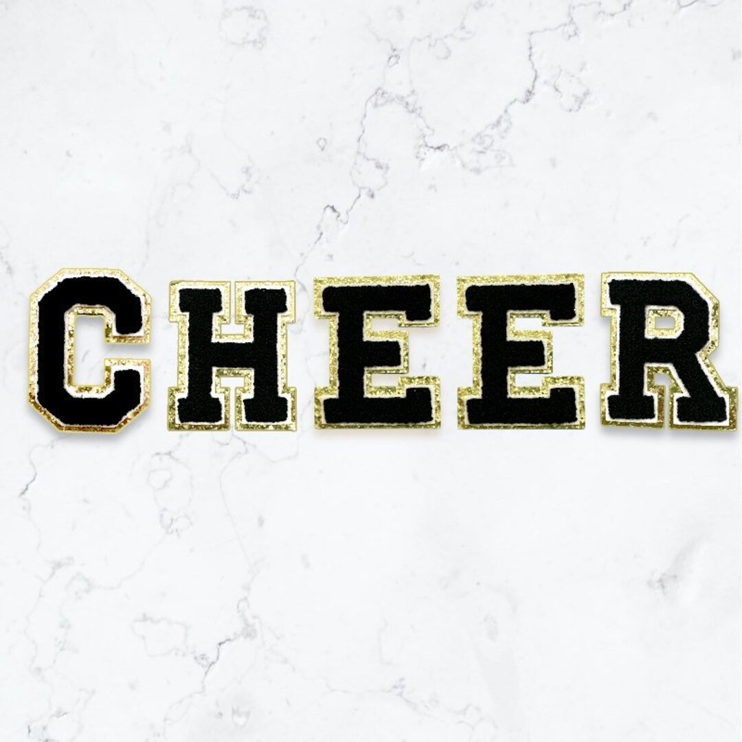 Cheer Patch Iron on 3 Inch Glitter Chenille Patch, Chenille Letters