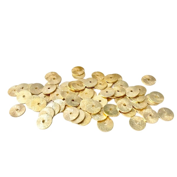 4mm Brushed Gold Heishi Bead - 14K Gold Disc Spacer Accent Bead