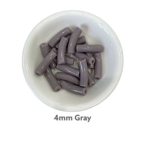 4mm-Gray - Tube Bead Acrylic Bamboo Beads, Curved Tube Beads, Resin , Bracelet Bangle Acrylic Tube Bead Waterproof