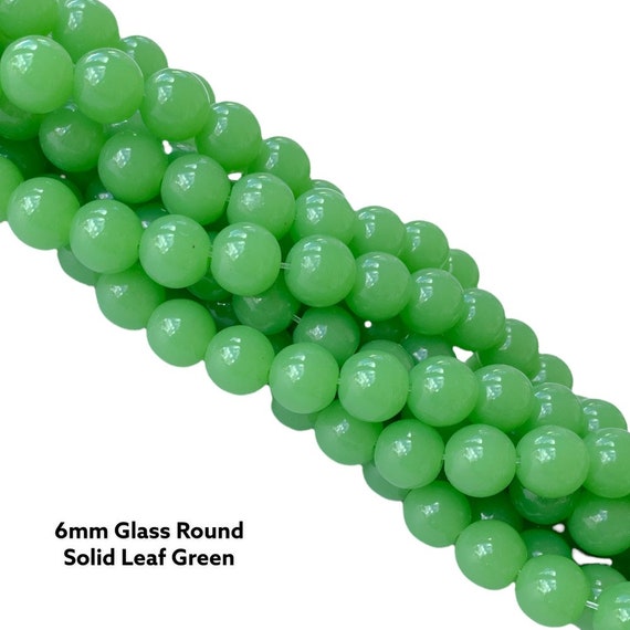 Perline di vetro verde massiccio da 6 mm, perline rotonde, filo di perline  verdi, perline di Pasqua primaverili, perline di vetro trasparenti, perline  trasparenti lisce -  Italia
