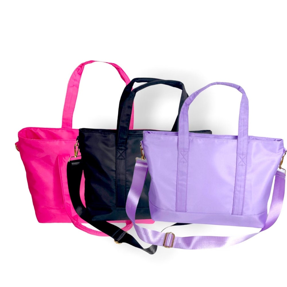 Make-up-Tasche Mit Chenille-Buchstaben-Aufnäher – Wasserdichtes Nylon, Reißverschluss, 25x15x7 Cm, Für Reisen & Strand (Lehrerschwarz)